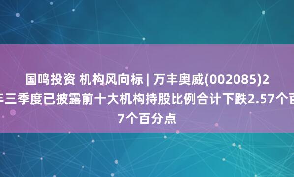 国鸣投资 机构风向标 | 万丰奥威(002085)2025年三季度已披露前十大机构持股比例合计下跌2.57个百分点
