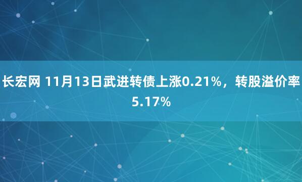 长宏网 11月13日武进转债上涨0.21%，转股溢价率5.17%