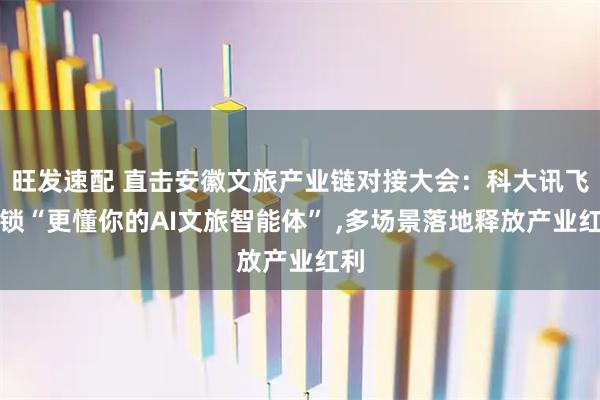 旺发速配 直击安徽文旅产业链对接大会：科大讯飞解锁“更懂你的AI文旅智能体” ,多场景落地释放产业红利